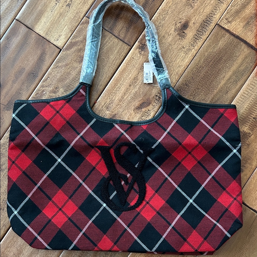 Victoria's Secret Red and Black Plaid Tote